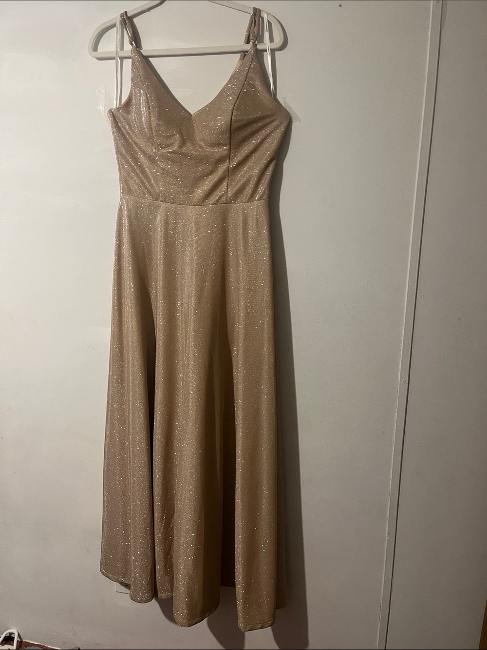 Xtraordinary Champagne Sparkle Maxi Dress